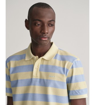 Gant Blue, yellow striped polo shirt with intense wash