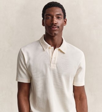 Gant Polo texturé nid d'abeille blanc crème