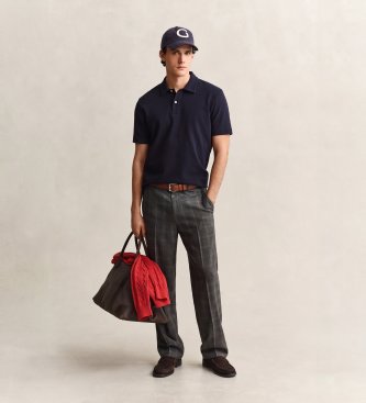 Gant Honingraattextuur polo marineblauw