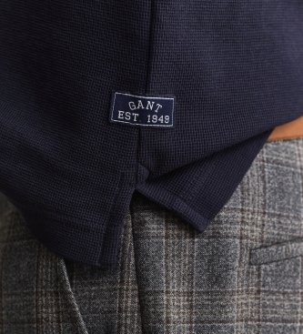 Gant Honingraattextuur polo marineblauw
