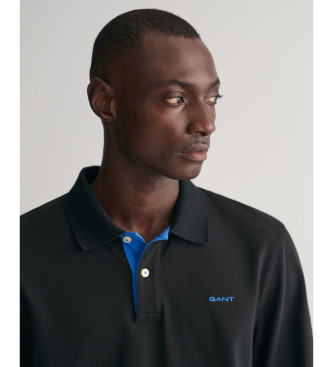 Gant Zwart contrast piqu poloshirt