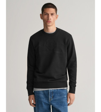 Gant Tonal Archive Shield Sweatshirt mit Rundhalsausschnitt Schwarz