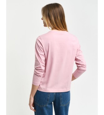 Gant T-shirt a maniche lunghe con scudo rosa