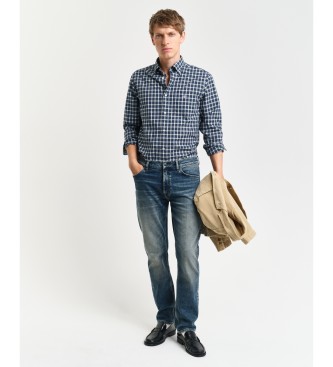 Gant Classic poplin shirt with navy plaid Regular Fit