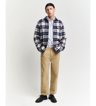 Gant Modra srajca z flisasto podlogo, kroja Regular Fit