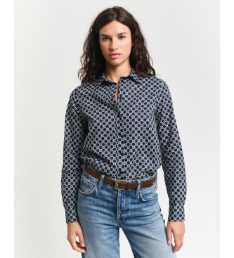 Gant Camicia in garza di cotone dalla vestibilit regolare con stampa geometrica blu scuro