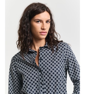 Gant Camicia in garza di cotone dalla vestibilit regolare con stampa geometrica blu scuro