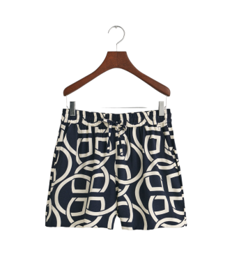 Gant Pull-On Relaxed Fit Short med navy monogram print