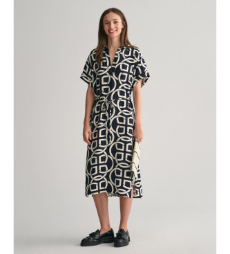 Gant Short-sleeved kaftan with navy monogram print