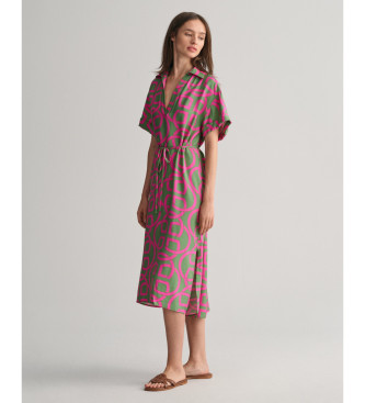 Gant Short-sleeved kaftan with green monogram print