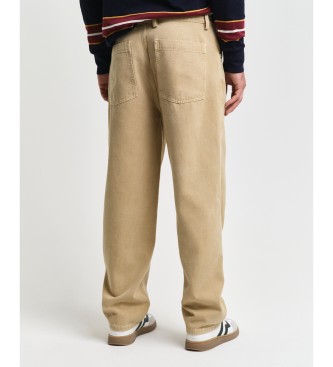 Gant Pantalon beige Relaxed Fit Canvas