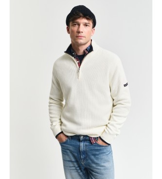 Gant Jersey con media cremallera de algodn acanalado beige