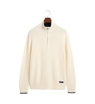 Gant Jersey con media cremallera de algodn acanalado beige