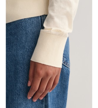 Gant Kremowo-biały sweter z cienkiej dzianiny