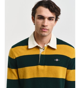 Gant Polo ray en laine de mouton extra fine marine, jaune, vert