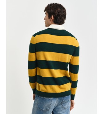 Gant Striped polo shirt in extra fine sheep's wool navy, yellow, green