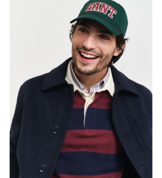 Gant Polo rigata in lana di pecora extrafine blu navy e rossa