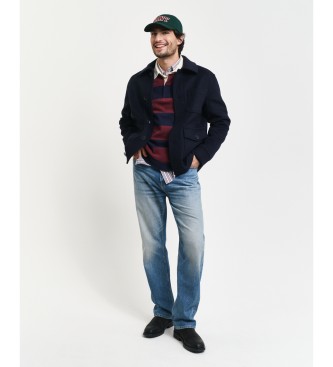 Gant Polo rigata in lana di pecora extrafine blu navy e rossa