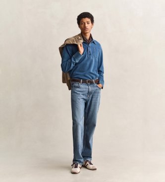 Gant Enfärgad poloshirt i blått