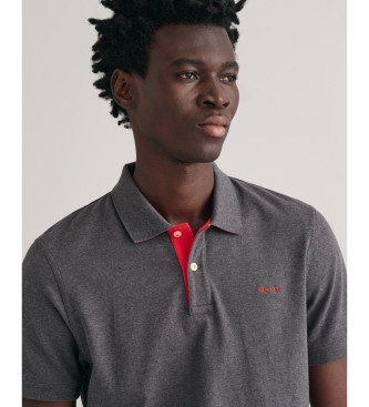 Gant Contrastgrijs piqu poloshirt