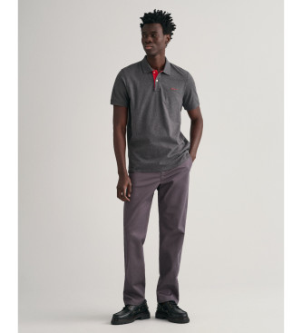 Gant Polo en piqu gris contrast