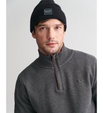 Gant Sudadera Sacker Rib con media cremallera gris