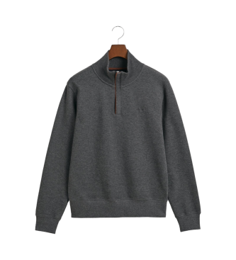 Gant Sudadera Sacker Rib con media cremallera gris