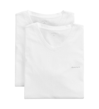 Gant Set de 2 camisetas de cuello de pico blanco