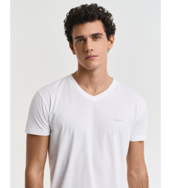 Gant Set de 2 camisetas de cuello de pico blanco