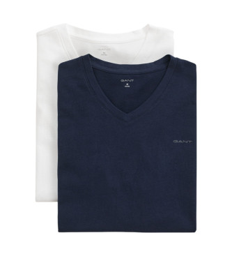 Gant Conjunto de 2 t-shirts com decote em V azul-marinho, branco