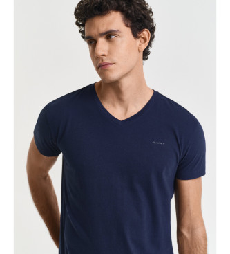 Gant Conjunto de 2 t-shirts com decote em V azul-marinho, branco