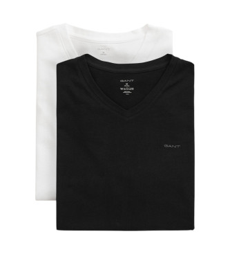 Gant Lot de 2 T-shirts  col en V noir, blanc