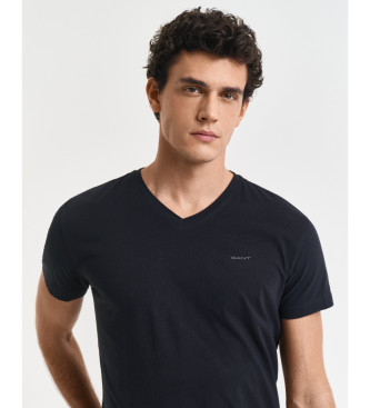 Gant Set de 2 camisetas de cuello de pico negro, blanco