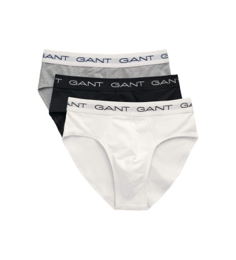 Gant Set de 3 slips blanco, negro, gris