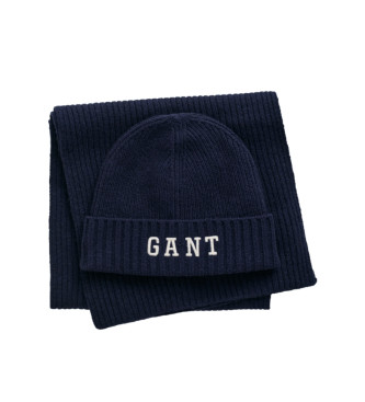 Gant Set regalo con cappello e sciarpa blu scuro