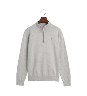 Gant Pullover mit halbem Reiverschluss aus Baumwolle Shield grey