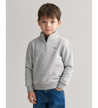 Gant Shield Sweatshirt mit halbem Reiverschluss grau