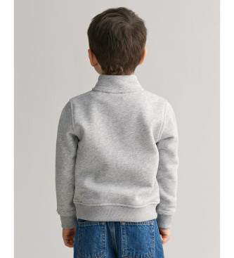 Gant Shield Sweatshirt mit halbem Reiverschluss grau