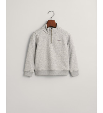 Gant Shield Sweatshirt mit halbem Reiverschluss grau