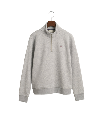 Gant Felpa con mezza zip con scudo grigio