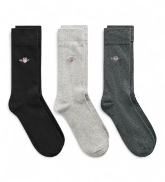 Gant Meias Shield pack de 3 cinza antracite mesclado