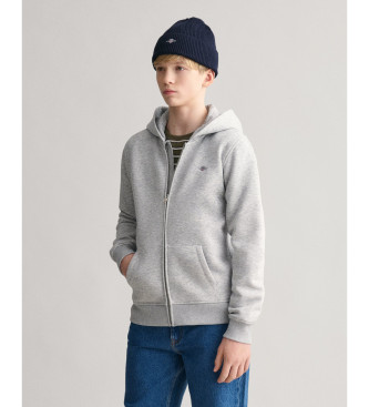 Gant Casaco com capuz cinzento com fecho Shield Teens