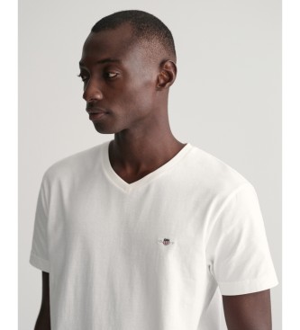 Gant Camiseta Shield V-Neck blanco
