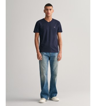 Gant T-shirt com decote em V Shield azul-marinho