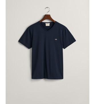 Gant T-shirt com decote em V Shield azul-marinho