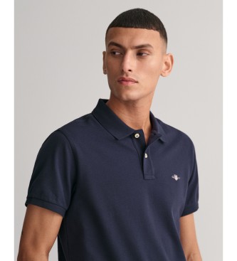 Gant Polo slim fit in piqu con scudo blu scuro