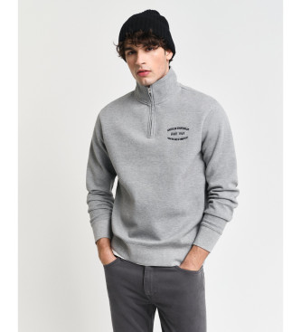 Gant Sweatshirt mit halbem Reiverschluss und kleinem grauen Muster