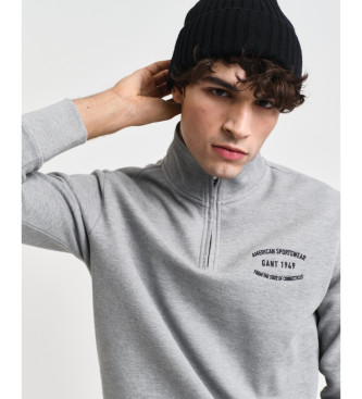 Gant Sudadera con media cremallera y diseo de pequeas dimensiones gris