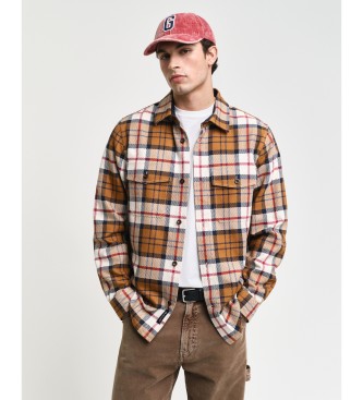 Gant Brown checkered herringbone overshirt