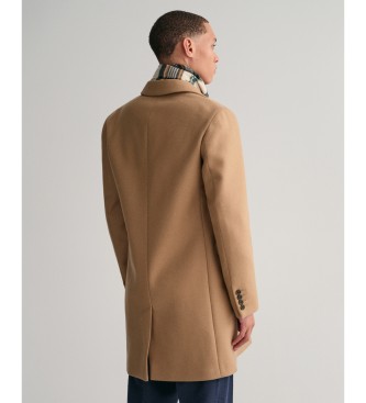 Gant Classic Tailored Fit beige wollen overjas